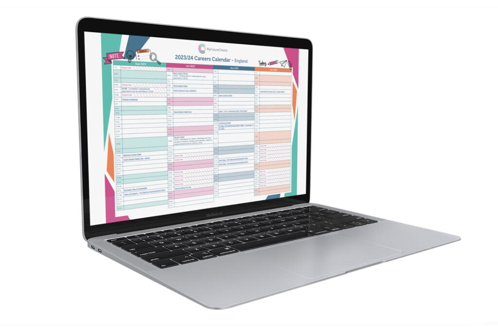 Féilire gairmeacha ar scáileán ríomhaire glúine