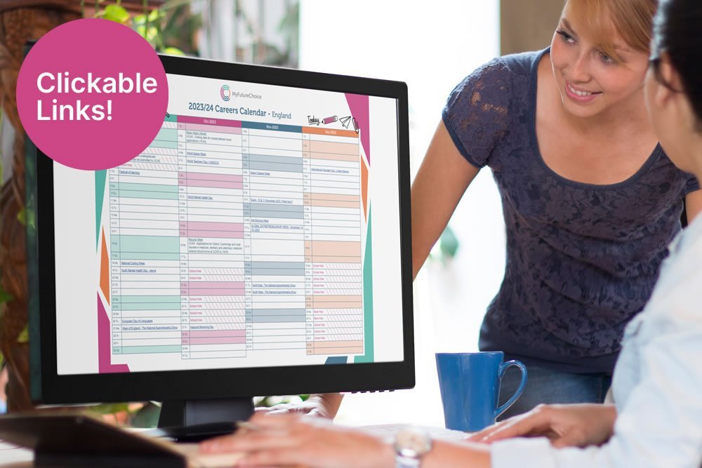 Féilire gairmeacha curtha ar scáileán ríomhaire