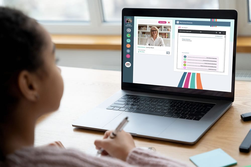 Student using laptop for advisor meeting