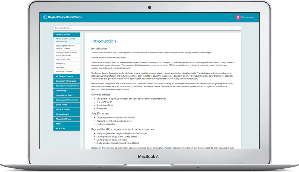 CymruQuest work screen on laptop - DegreeCourceDescriptions