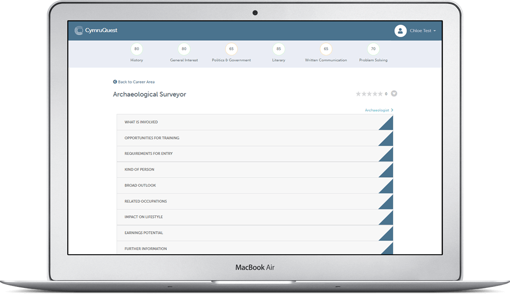 CymruQuest work screen on laptop - Workbrief