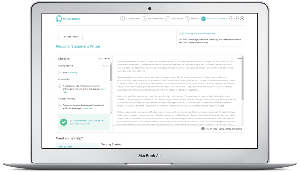 MyUniChoices Personal statement